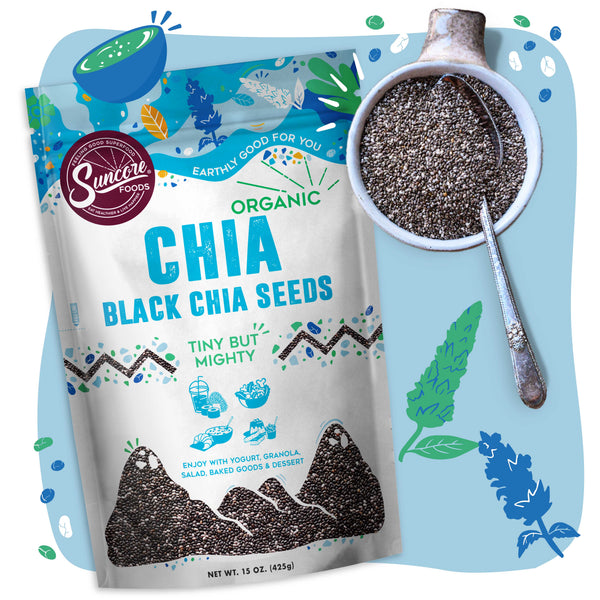 Organic Black Chia Seeds - Quality Pantry Staples grains & seeds from Suncore Foods - Just $13.59! Shop now at www.suncorefoods.com
