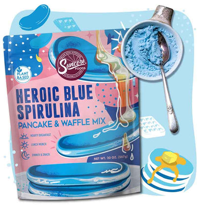 Heroic Blue Pancake & Waffle Powder Mix - Blue Spirulina - Quality Pancake & Waffle Mixes from Suncore Foods - Just $18.49! Shop now at Suncore Foods Inc.